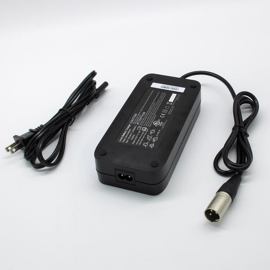 Ford e-bike battery charger and cords for the 750W Bronco and Mustang electric bikes