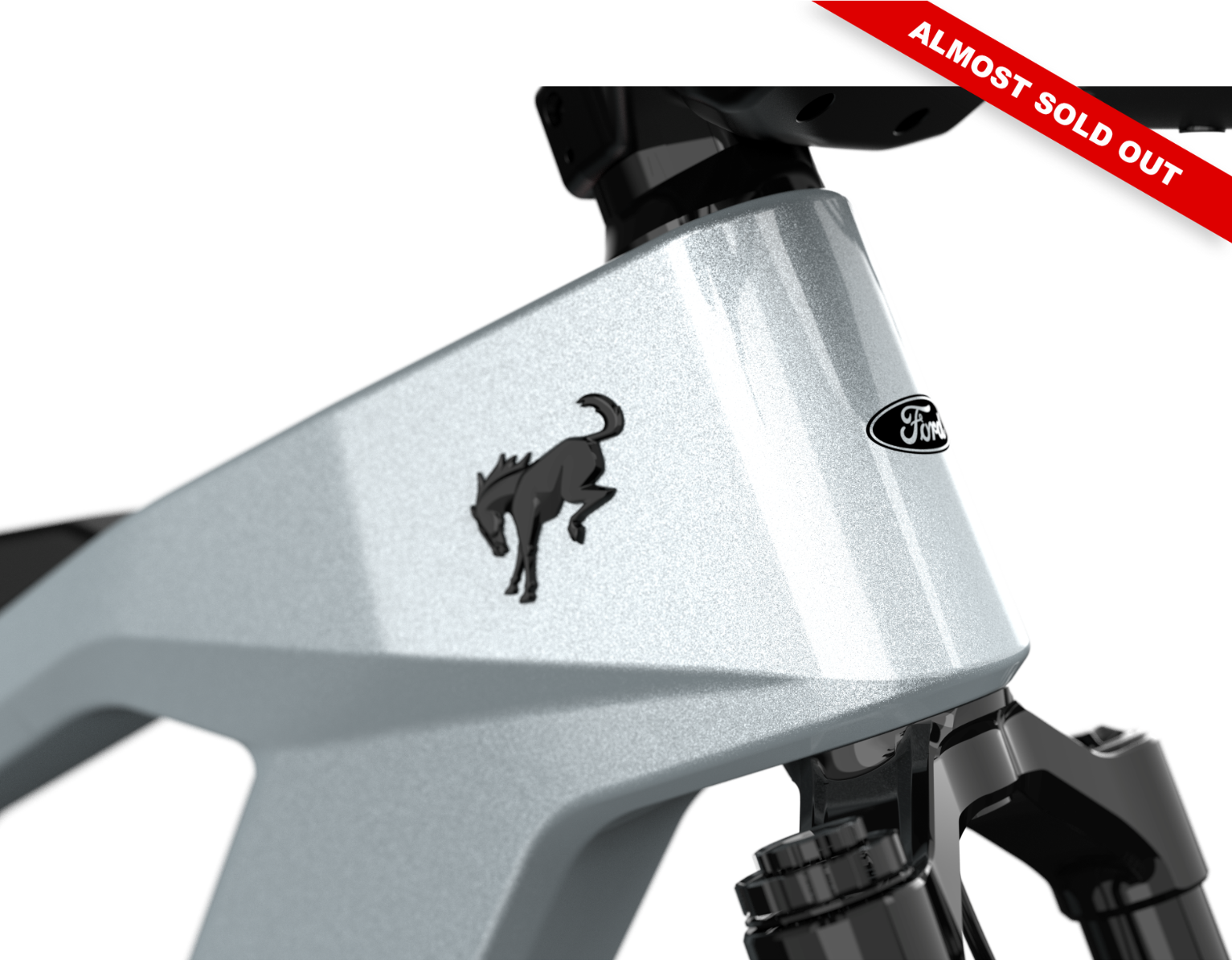 Non-driveside profile of the Ford Bronco electric dirt bike - Iconic Silver Metallic color