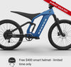 mv-Full suspension on the Ford Bronco electric dirt bike - Velocity Blue Metallic color