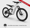 dt-Non-driveside profile of the Ford Bronco electric dirt bike - Oxford White color