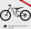 mv-Non-driveside profile of the Ford Bronco electric dirt bike - Iconic Silver Metallic color