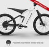 dt-Non-driveside profile of the Ford Bronco electric dirt bike - Oxford White color